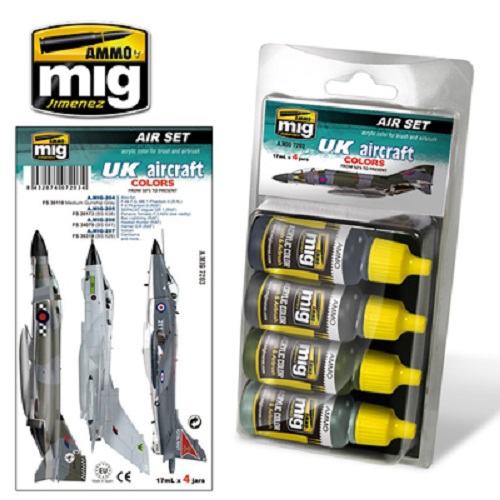 Ammo Mig A.MIG7203 UK Aircraft from 50's to present colours Acrylic Paint Set